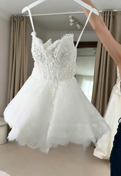 Simple A-Line Birdal Gown White Short Wedding Dress DP06889