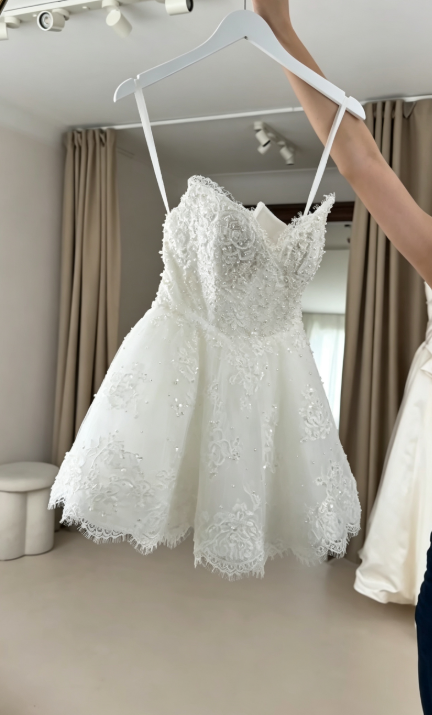 Simple A-Line Birdal Gown White Short Wedding Dress DP06889