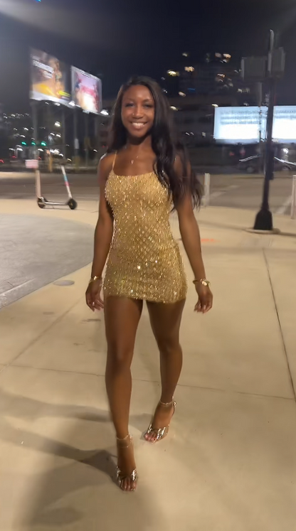 Chic Sheath Short Birthday Dress Gold Homecoming Dress DP06896