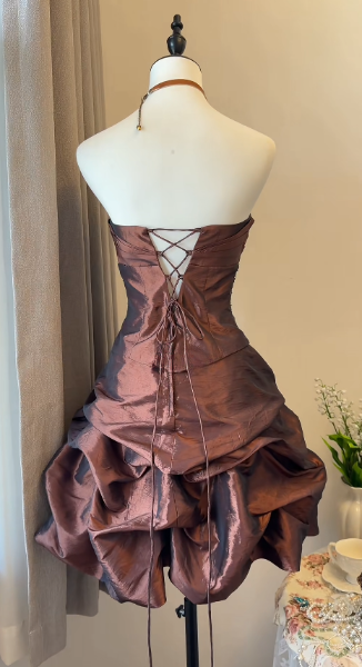 Chic Sheath Short Birthday Dress Brown Homecoming Dress DP06908