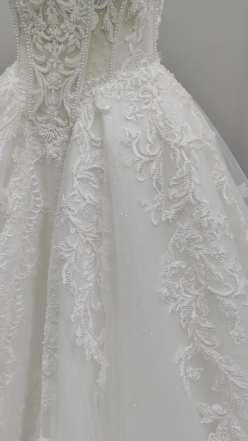White Wedding Dress A-Line Tulle Bridal Gown DP06917