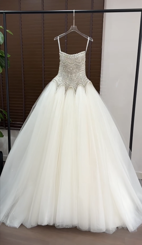 White Wedding Dress A-Line Tulle Bridal Gown DP06927