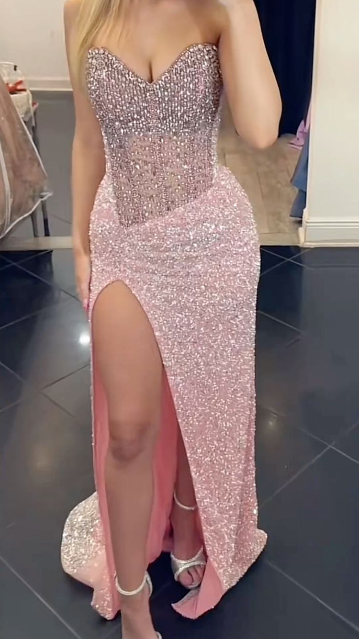 Pretty Pink Prom Dress Sheath Tulle Beaded Long Evening Dress DP06958