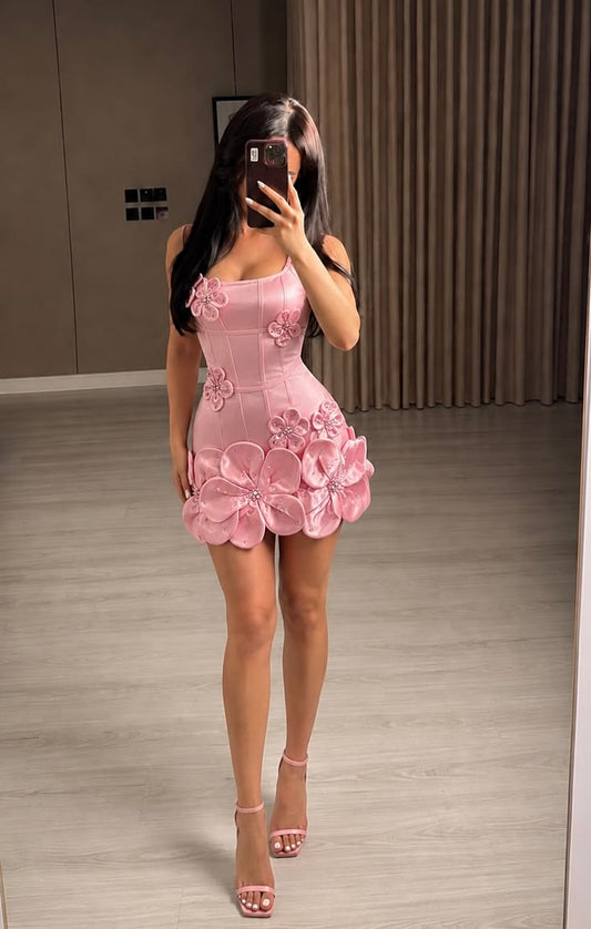 Pretty Pink Sheath Satin  Short Homecoming Dress  DP06965