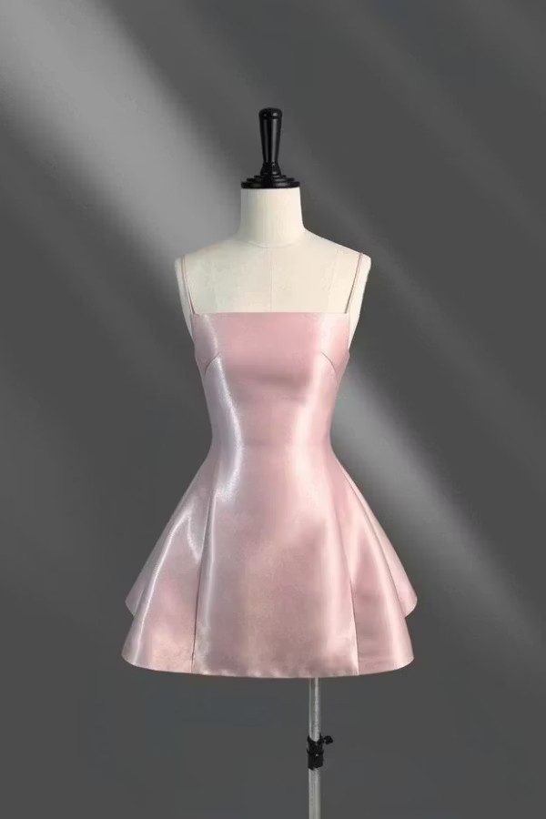 Pretty Pink A-Line Satin Short Homecoming Dress DP06979