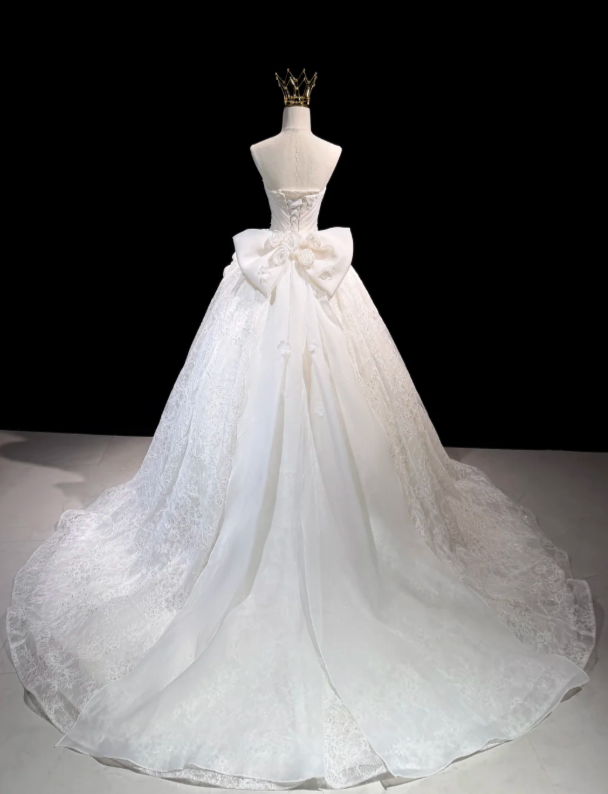 Simple White A-Line Lace Bridal Gown DP07003