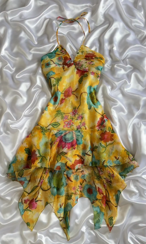Chic Yellow Short Homecoming Dress Sheath Chiffon Birthday Dress DP07008