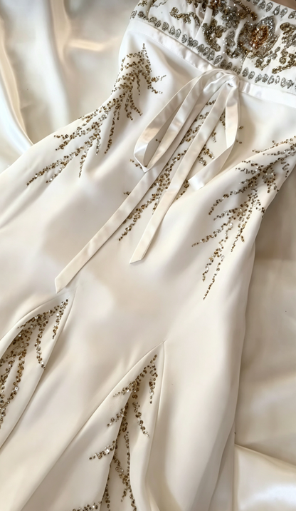 Chic White Short Homecoming Dress Sheath Chiffon Beaded Birthday Dress DP07011