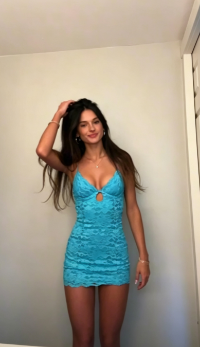 Chic Blue Short Homecoming Dress Sheath Lace Birthday Dress DP07016