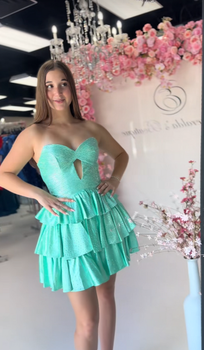 Chic Mint Green Short Homecoming Dress A-Line Satin Birthday Dress DP07018