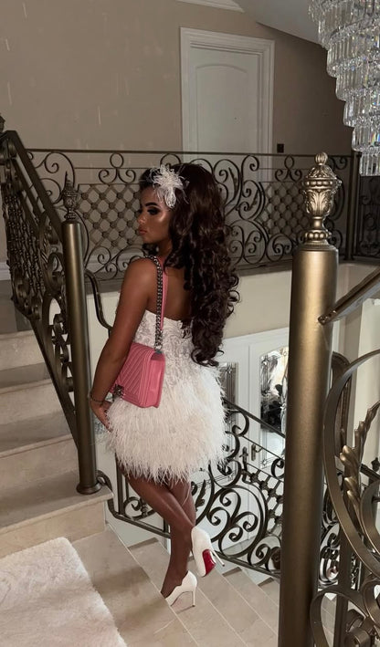 Chic White Short Homecoming Dress A-Line Tulle Birthday Dress DP07024