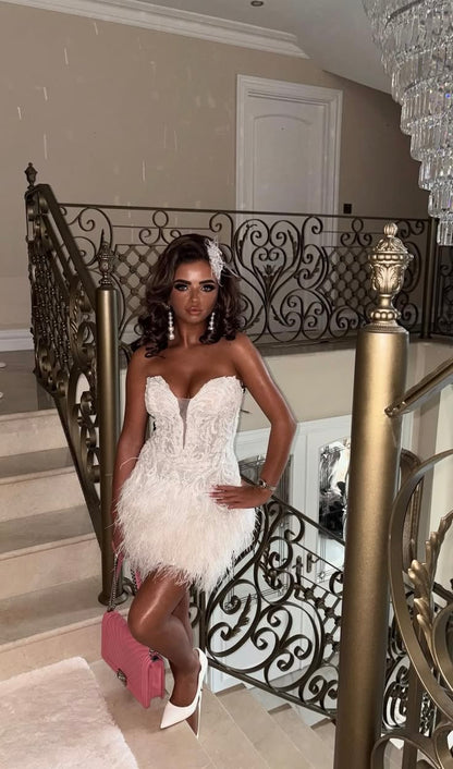 Chic White Short Homecoming Dress A-Line Tulle Birthday Dress DP07024