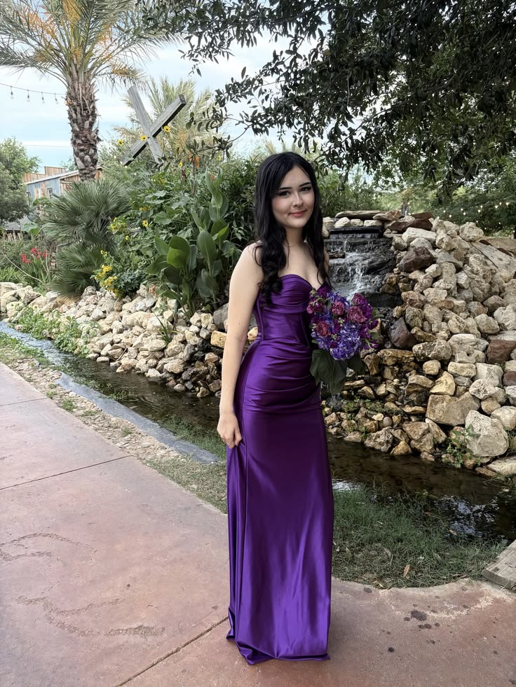 Chic Purple Prom Dress Sheath Chiffon  Long Evening Dress DP07027