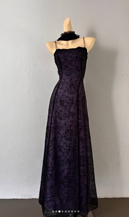 Chic Purple Prom Dress Sheath Chiffon Long Evening Dress DP07035