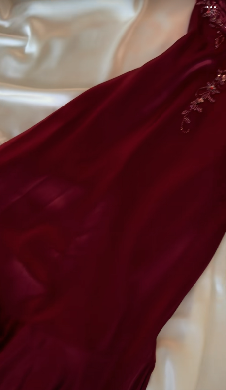 Chic Burgundy Prom Dress Sheath Satin Long Evening Dress DP07038