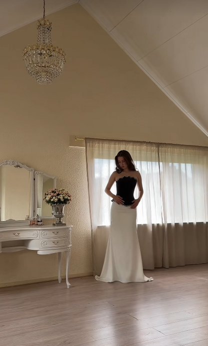 Chic White Prom Dress Sheath Satin Long Evening Dress DP07040