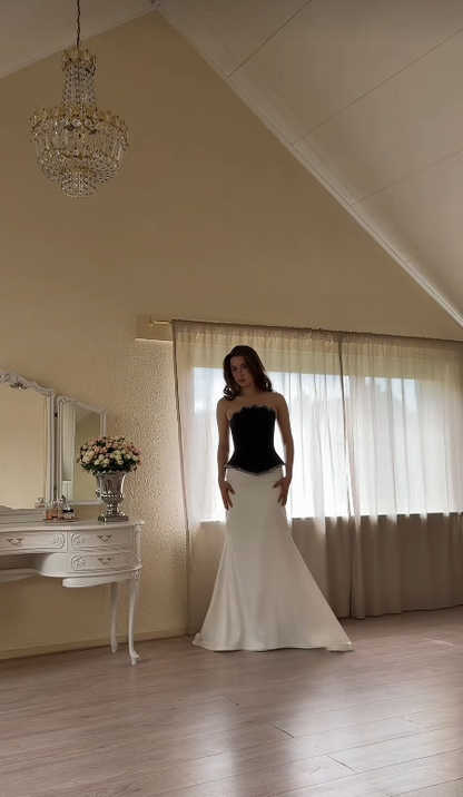 Chic White Prom Dress Sheath Satin Long Evening Dress DP07040