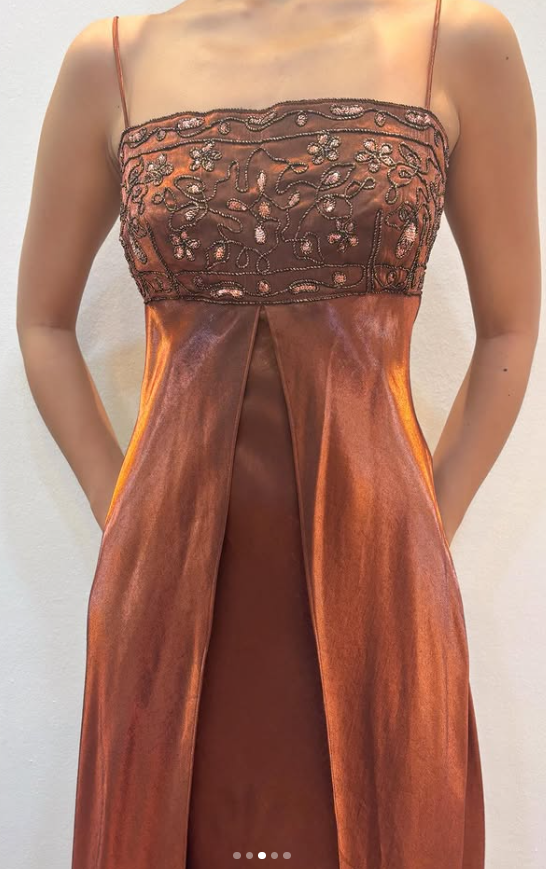 Glamours Brown Prom Dress Sheath Satin Long Evening Dress DP07042