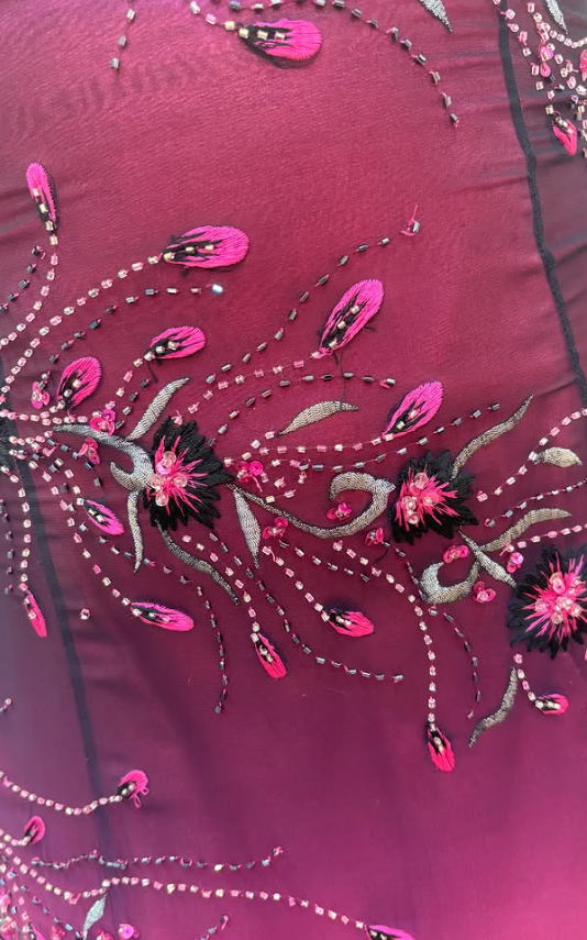 Glamours Hot Pink Prom Dress Sheath Chiffon Beaded Long Evening Dress DP07044