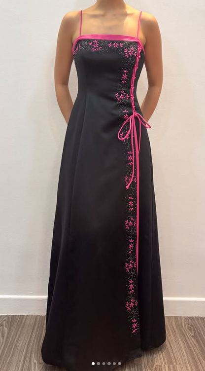 Glamours Black Prom Dress Sheath Satin Long Evening Dress DP07047