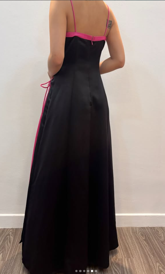 Glamours Black Prom Dress Sheath Satin Long Evening Dress DP07047