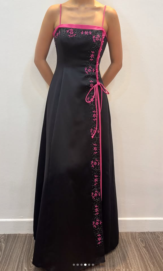 Glamours Black Prom Dress Sheath Satin Long Evening Dress DP07047