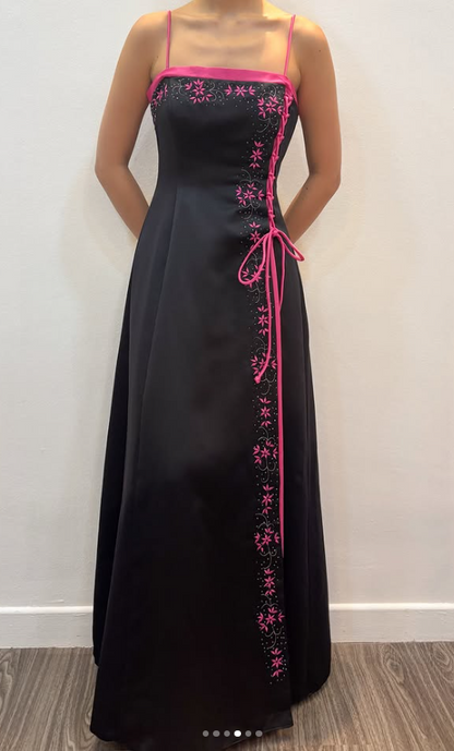 Glamours Black Prom Dress Sheath Satin Long Evening Dress DP07047