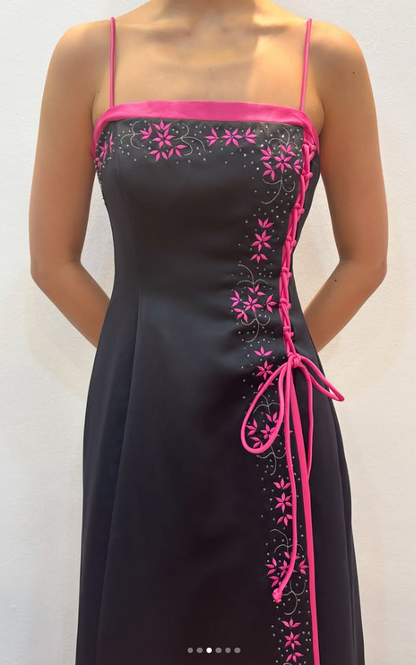 Glamours Black Prom Dress Sheath Satin Long Evening Dress DP07047