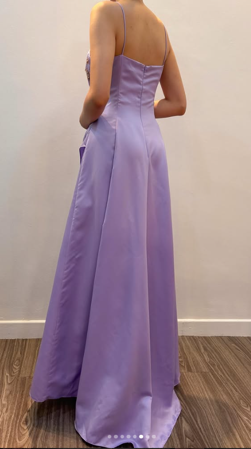 Glamours Lavender Prom Dress Sheath Satin Long Evening Dress DP07050