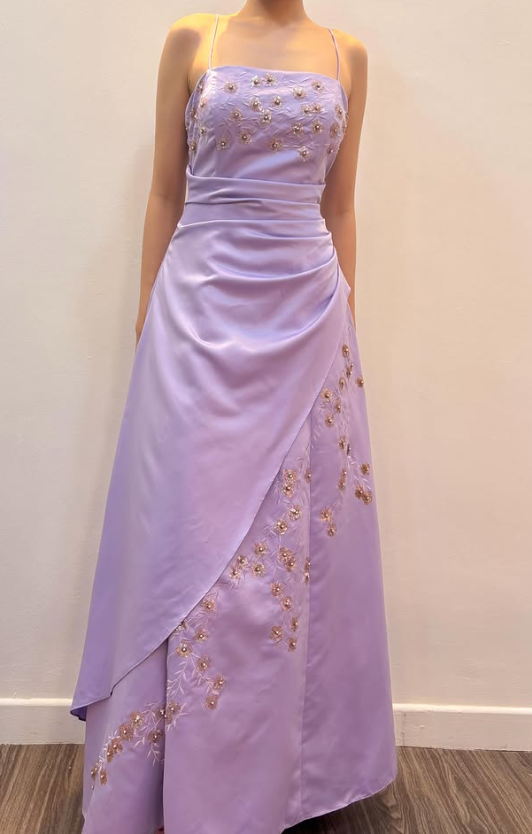 Glamours Lavender Prom Dress Sheath Satin Long Evening Dress DP07050