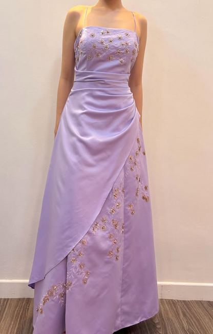 Glamours Lavender Prom Dress Sheath Satin Long Evening Dress DP07050