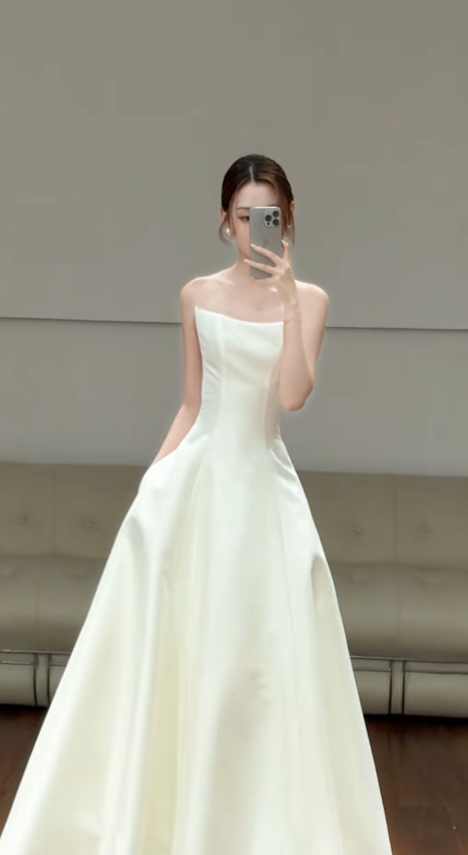 Glamours White Bridal Gown Satin A-Line Wedding Dress DP07053