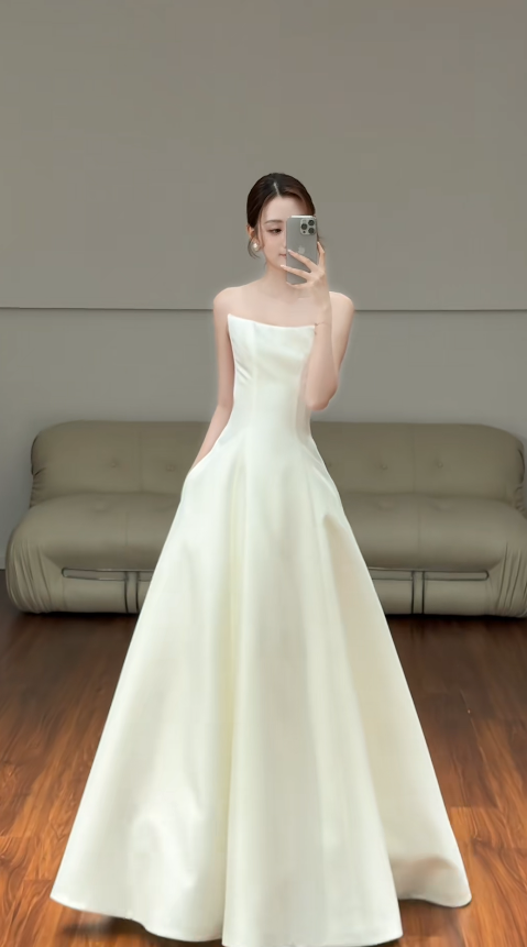 Glamours White Bridal Gown Satin A-Line Wedding Dress DP07053
