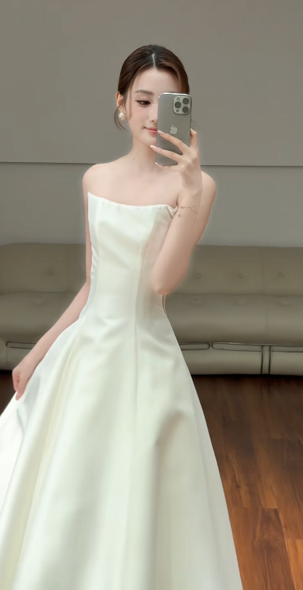 Glamours White Bridal Gown Satin A-Line Wedding Dress DP07053