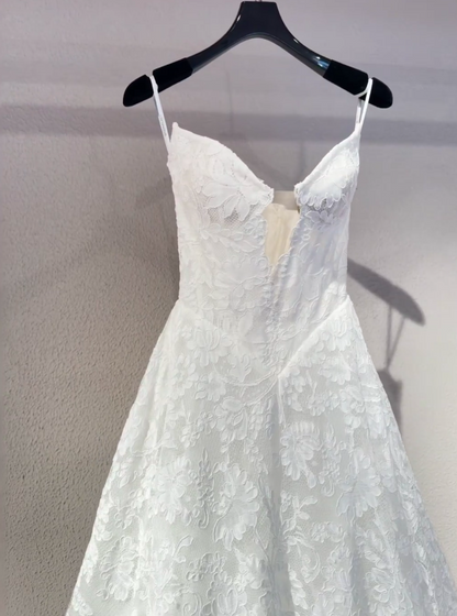 Glamours White Bridal Gown Lace A-line Wedding Dress DP07057