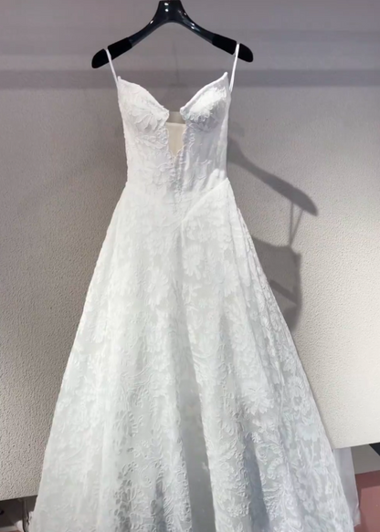 Glamours White Bridal Gown Lace A-line Wedding Dress DP07057