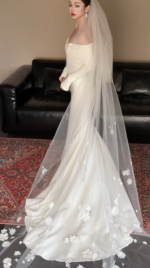 Glamours White Bridal Gown Satin Mermaid Wedding Dress DP07058