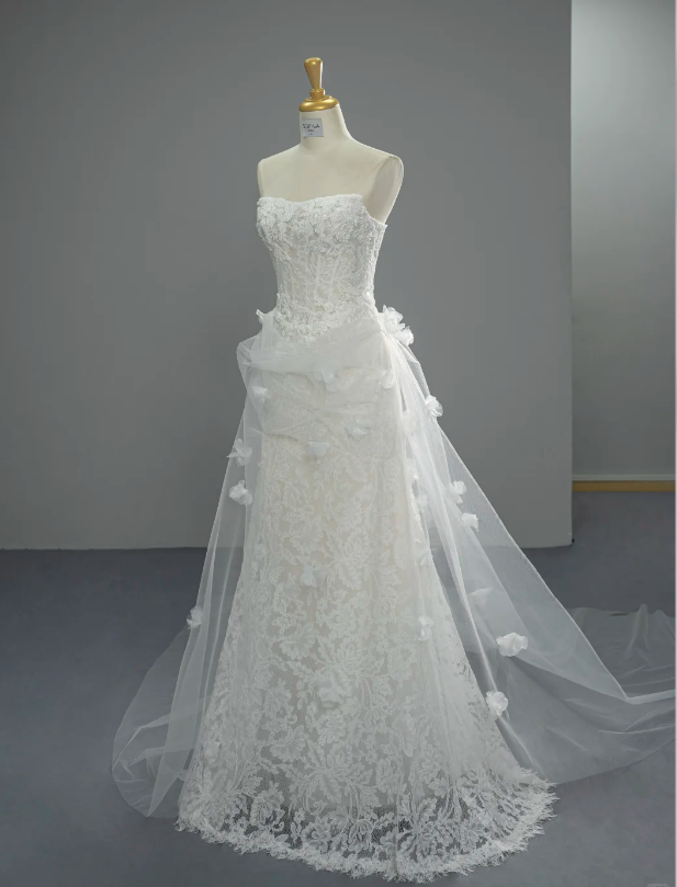 Glamours White Bridal Gown Lace Sheath Wedding Dress DP07060