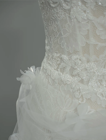 Glamours White Bridal Gown Lace Sheath Wedding Dress DP07060