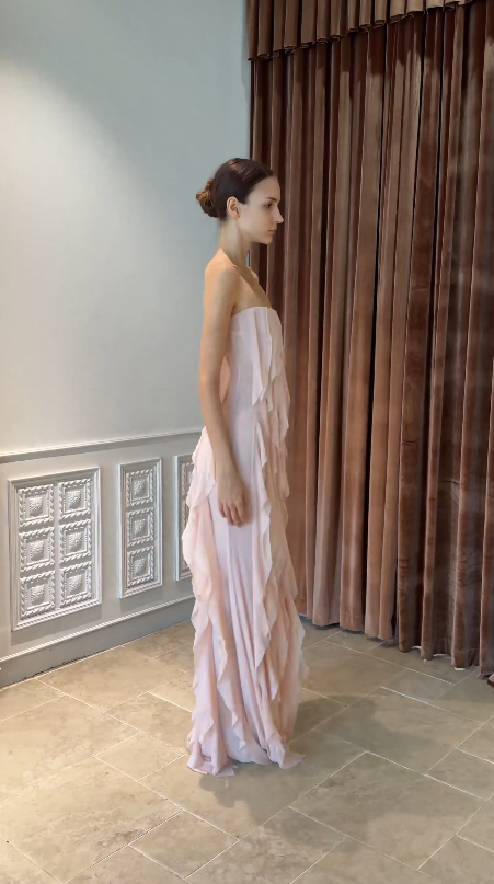 Glamours Pink Evening Gown Chiffon Sheath Long Prom Dress  DP07063