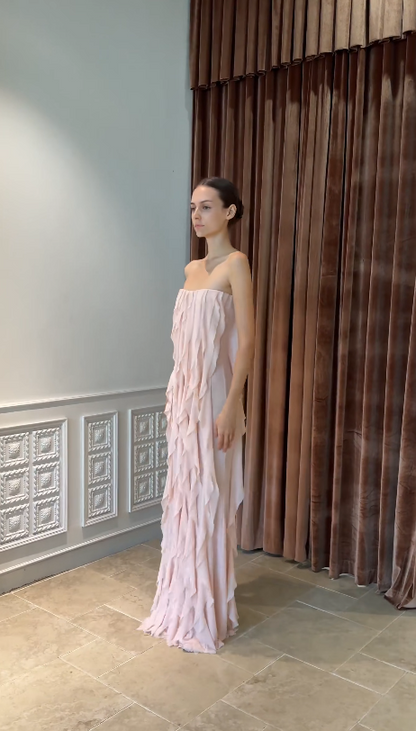 Glamours Pink Evening Gown Chiffon Sheath Long Prom Dress  DP07063