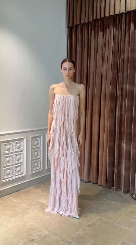 Glamours Pink Evening Gown Chiffon Sheath Long Prom Dress  DP07063
