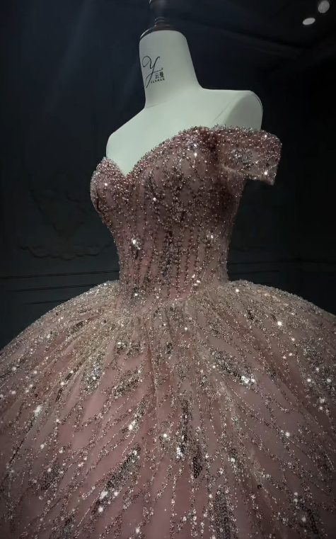 Gorgeous Pink Ball Gown Quinceanera Dress Tulle Sweet 16 Dress DP07069