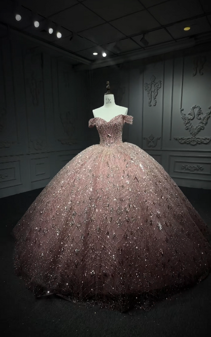 Gorgeous Pink Ball Gown Quinceanera Dress Tulle Sweet 16 Dress DP07069
