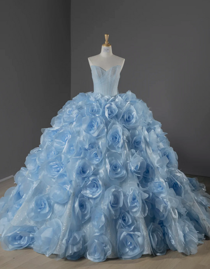 Gorgeous Blue Ball Gown Quinceanera Dress Tulle Sweet 16 Dress DP07071