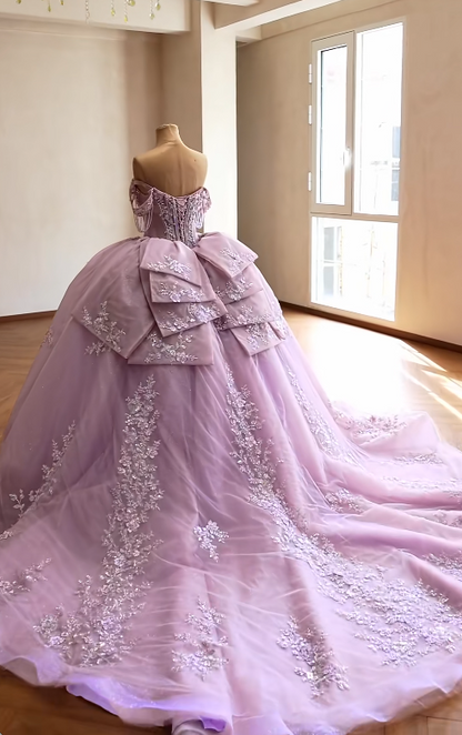 Gorgeous Lilac Ball Gown Quinceanera Dress Tulle Sweet 16 Dress DP07072