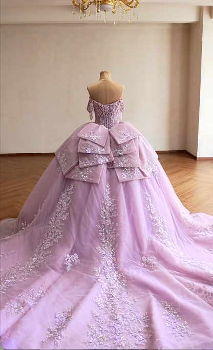 Gorgeous Lilac Ball Gown Quinceanera Dress Tulle Sweet 16 Dress DP07072