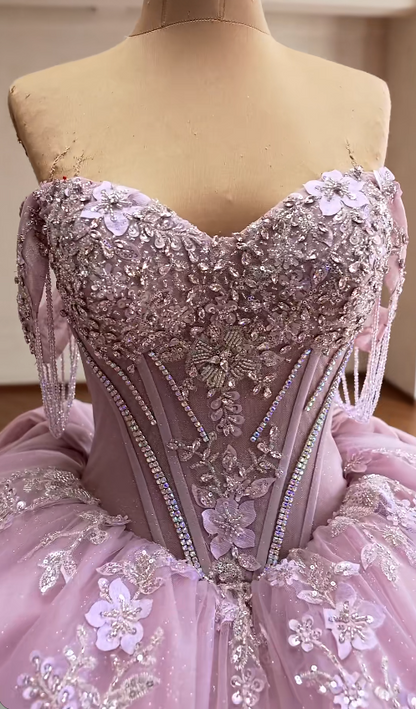 Gorgeous Lilac Ball Gown Quinceanera Dress Tulle Sweet 16 Dress DP07072