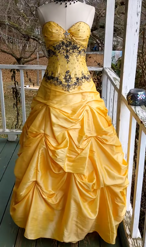 Gorgeous Yellow Ball Gown Quinceanera Dress Satin Sweet 16 Dresss DP07074