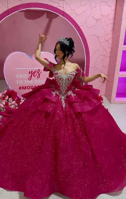 Fairy Hot Pink Ball Gown Sweet 16 Dress Sequins Quineceanera Dress DP07080